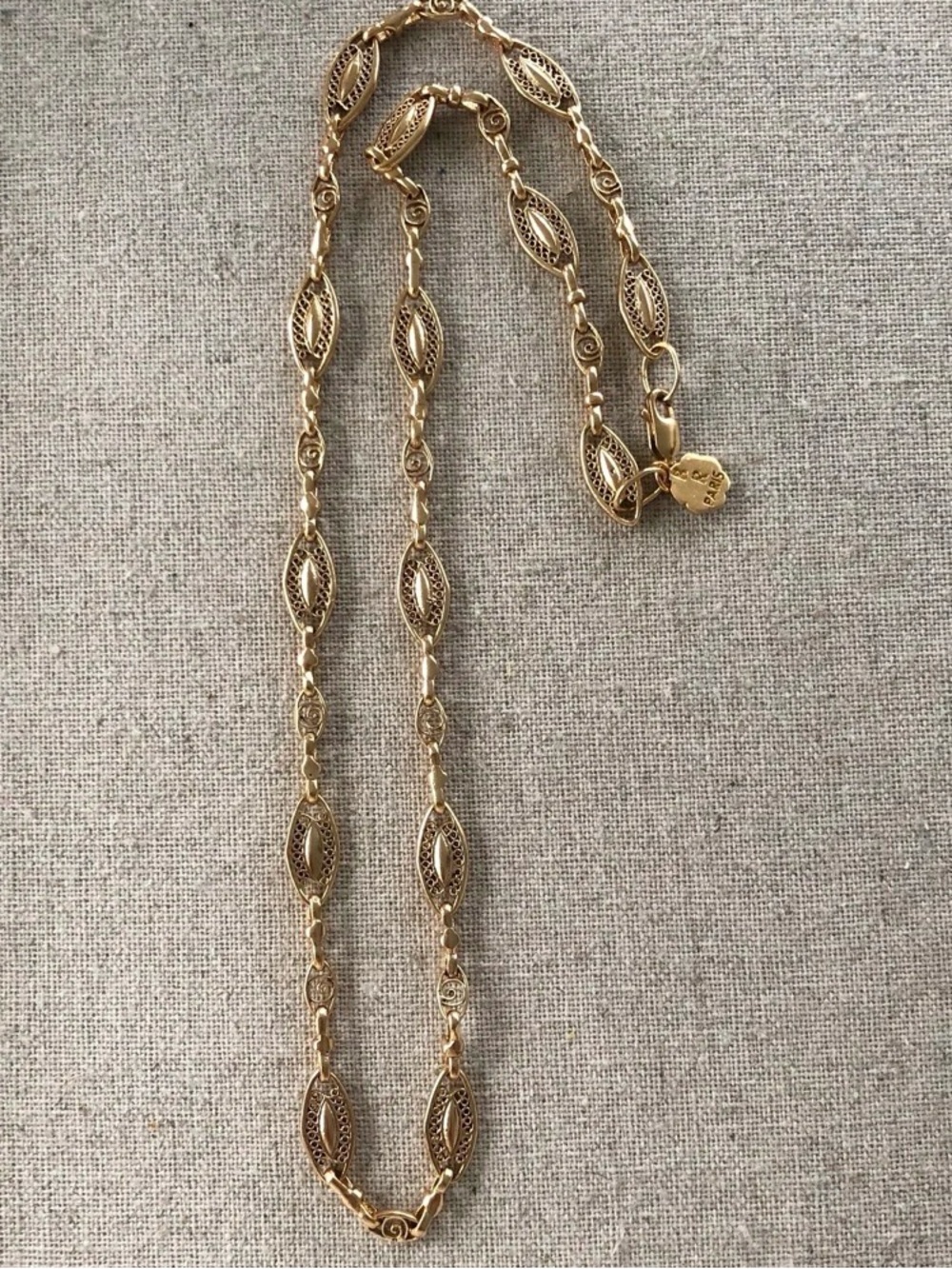 Original Bohemian Rhapsodie Paris. Delicate Gold Filigree Link Necklace